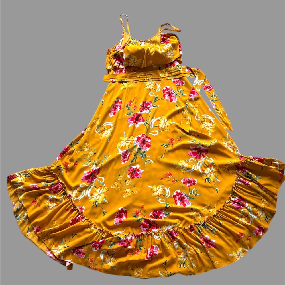 Xhilaration Yellow Floral Maxi Dress